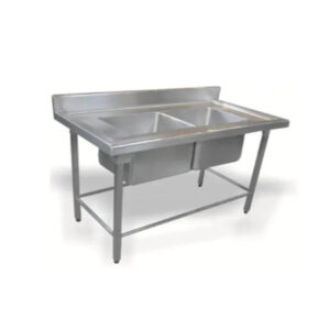 FREGADERO CON DOS TARJAS EN ACERO INOXIDABLE