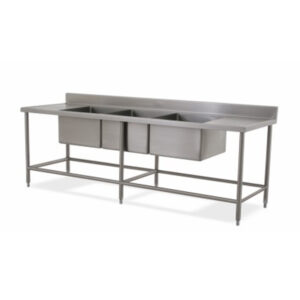 FREGADERO DE TRES TARJAS EN ACERO INOXIDABLE