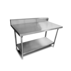 MESA DE TRABAJO CON PARED EN ACERO INOXIDABLE