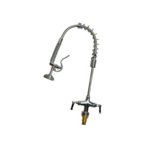 MINI LLAVE DE PRELAVADO A PISO CON ADD ON Y CUELLO, MEZCLADORA, CON CARTUCHOS DE CERAMICA, SPRAY STANDARD, TUBO, RESORTE Y BRACKET DE PARED, NSF MCGS192006 CONCASSE